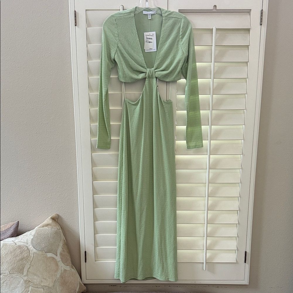 Fourteenth Place Light Green Long Sleeve Cut-Out Dress